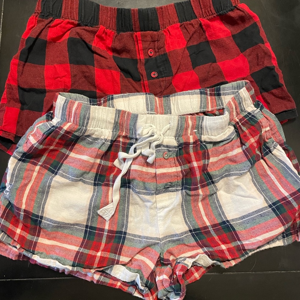 Red and Plaid Lounge Shorts Set